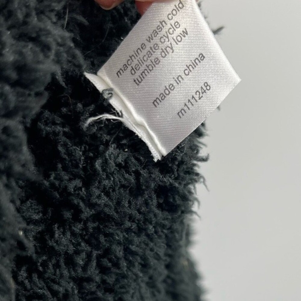 Barefoot Dreams CozyChic Relaxed Zip Up Pocket Hoodie Fuzzy Jacket Black 515 M - Picture 12 of 14